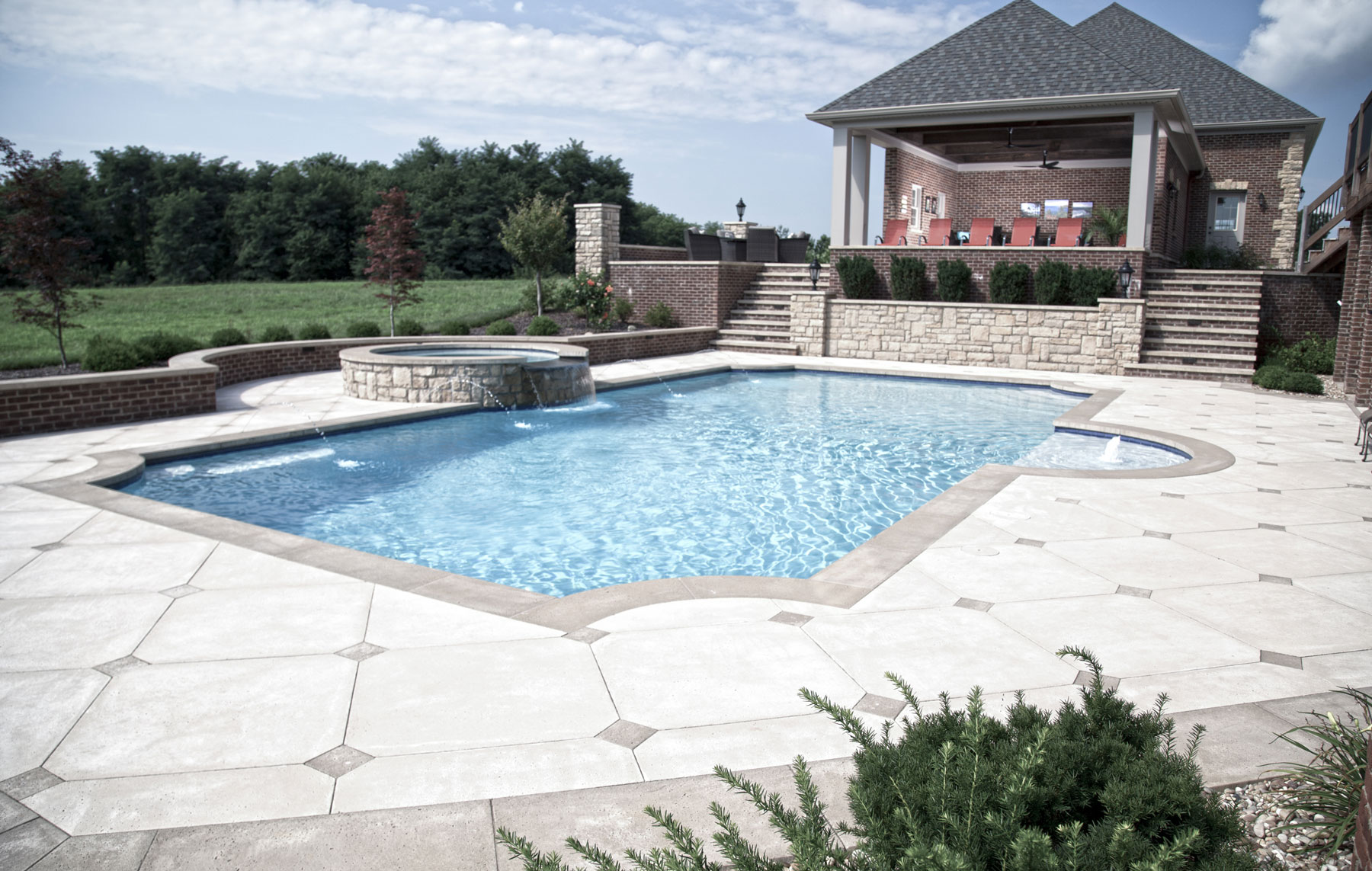 The pavers around pool coping pavers create the main deck space