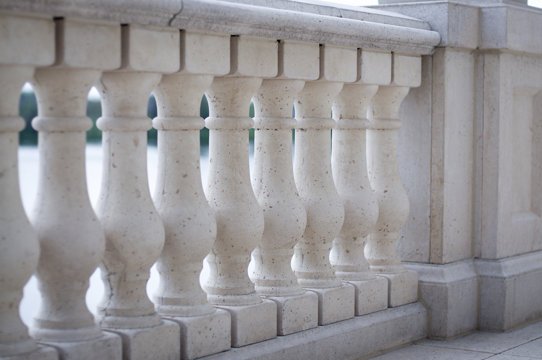 These traditional-style railing balusters are made of concrete