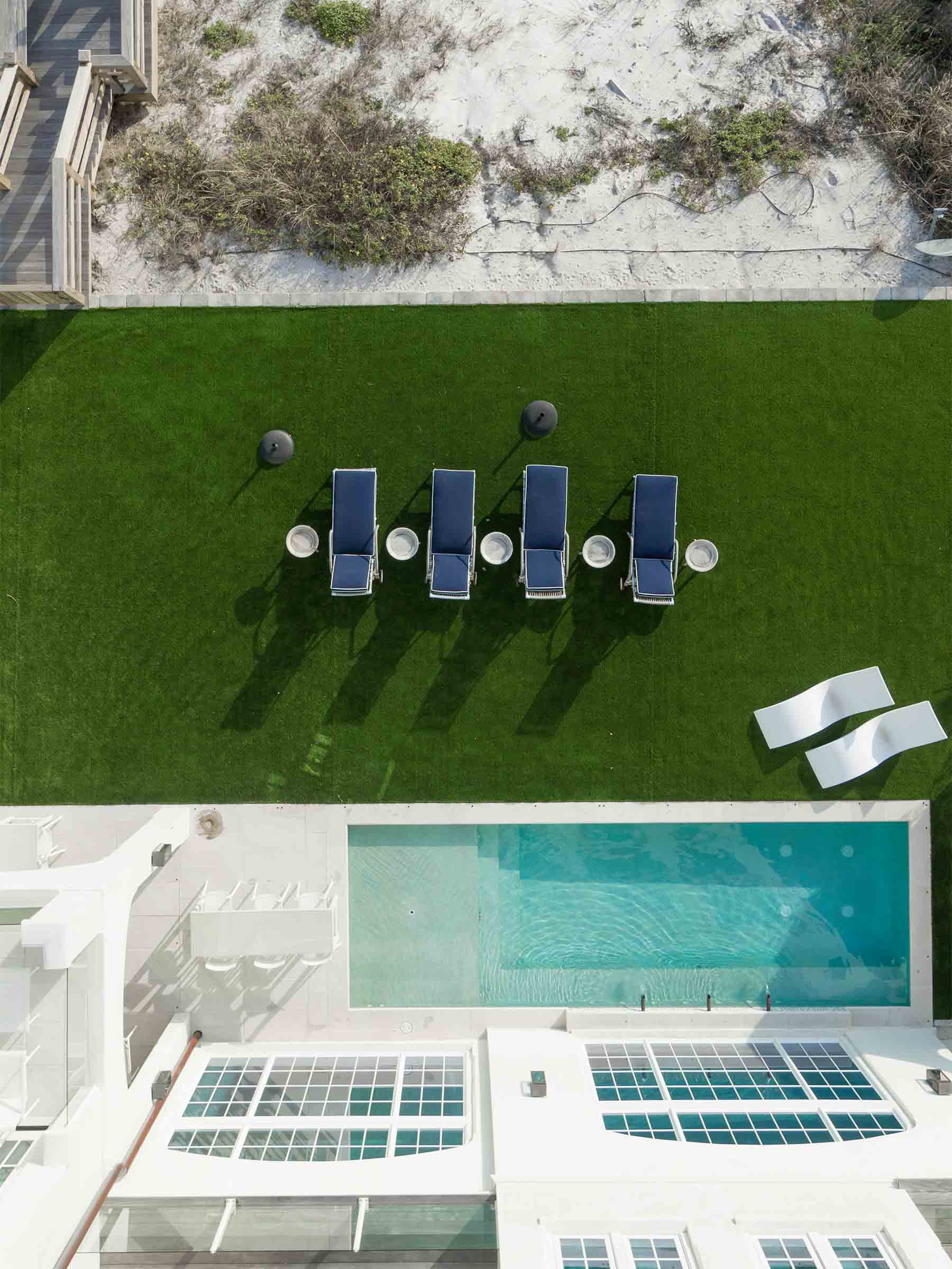 Bird's-eye view of the pool hardscape